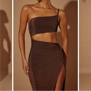 Oh Polly One Shoulder Cutout Maxi Dress